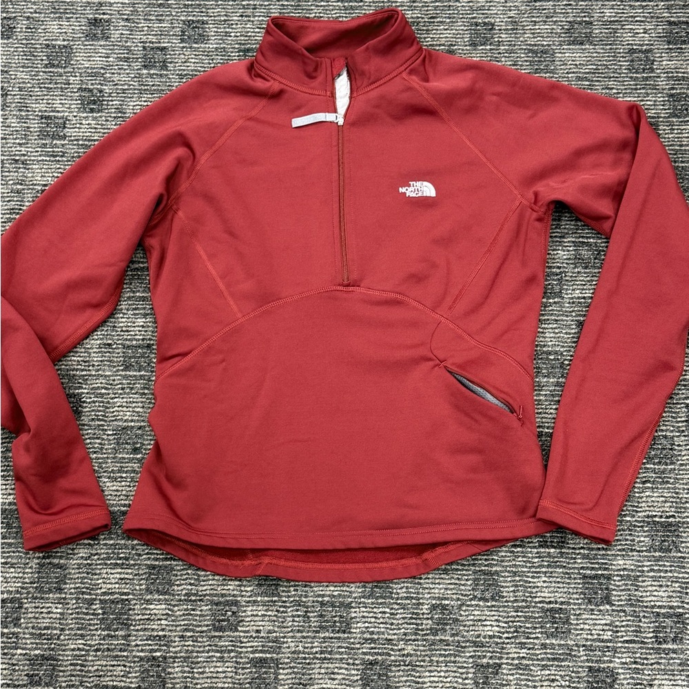 The North Face Burgendy /Fleece lined Quarter-Zip Pullover Sz Medium